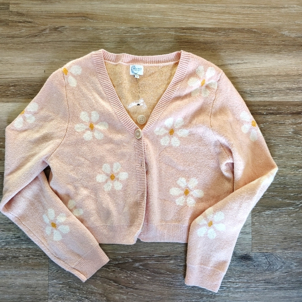 Floral Pink Cardigan Sweater